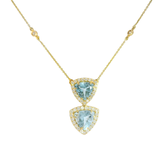Aquamarine Twin Trilliant Necklace