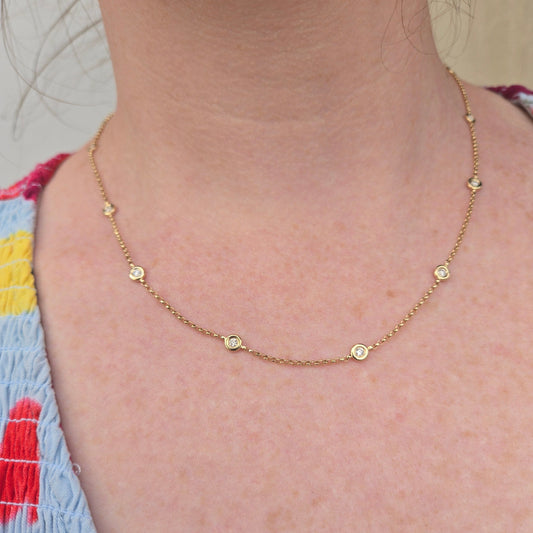 Yellow Gold Diamond Skip Chain