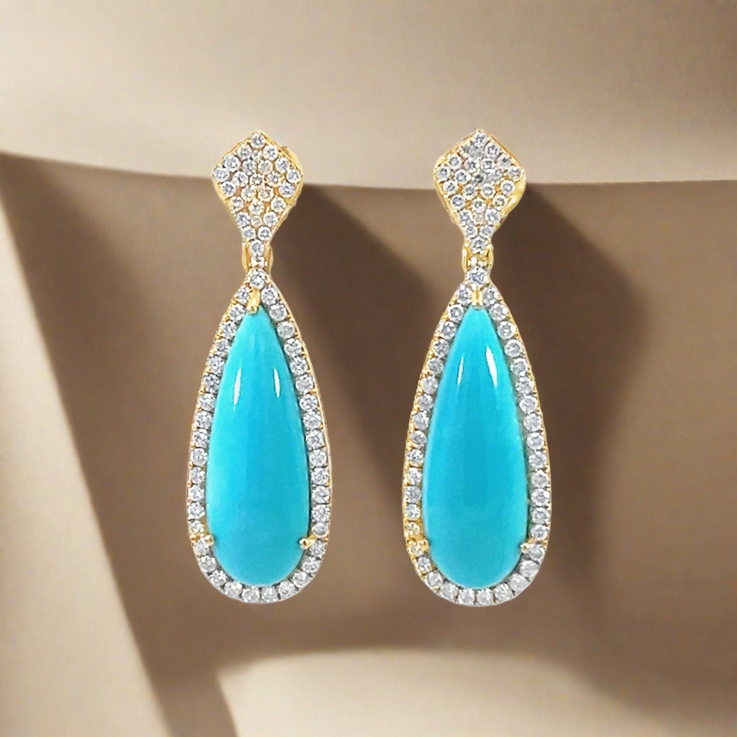 Turquoise and Diamond Drop Earrings