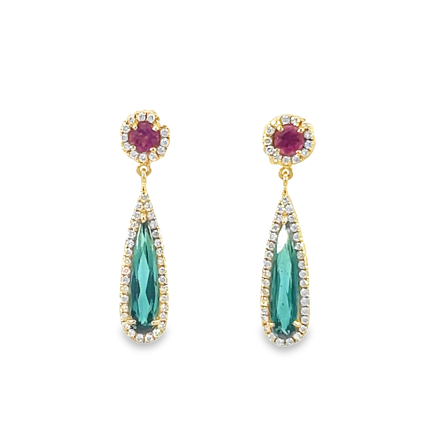 Tourmaline and Diamond Drop Earrings
