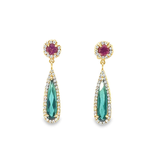 Tourmaline and Diamond Drop Earrings