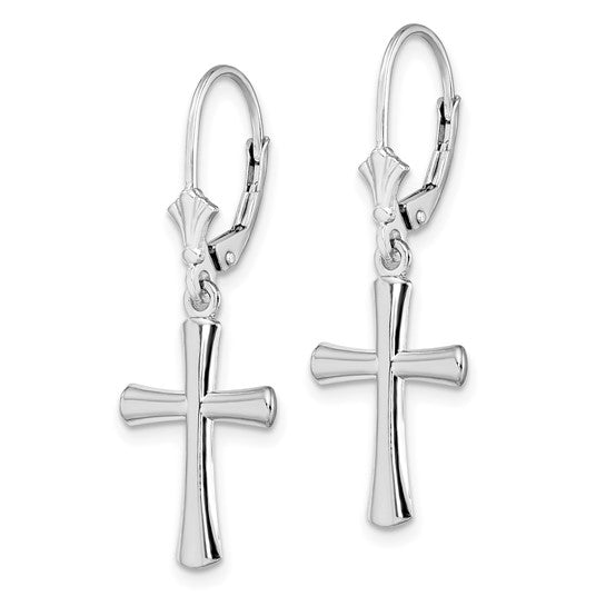 Silver Dangle Cross Earrings