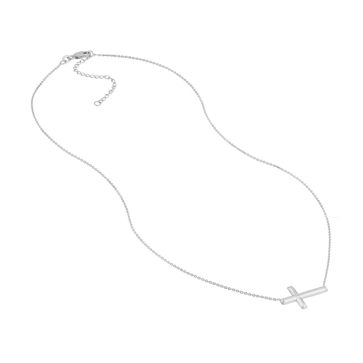 Silver Sideways Cross Necklace