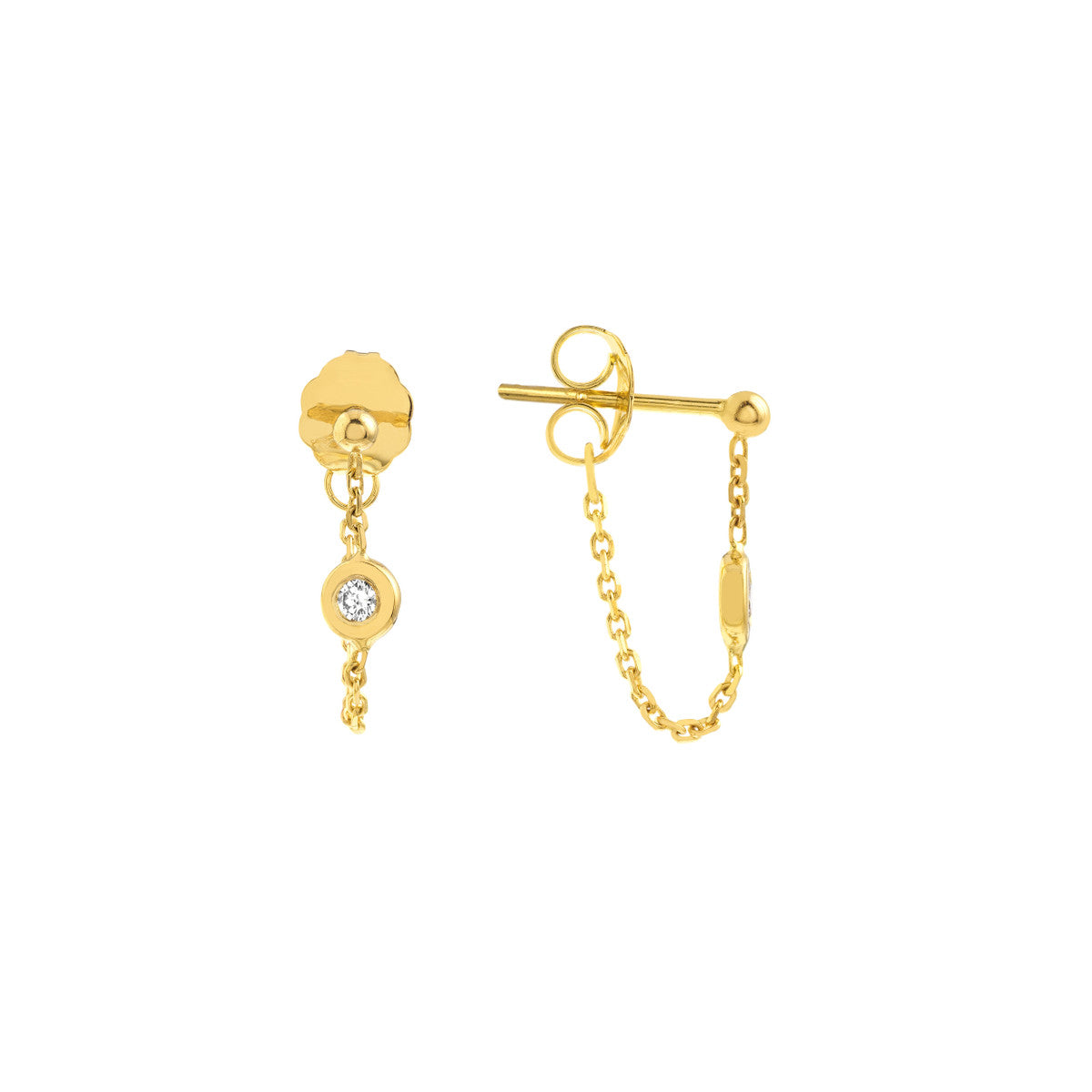 Diamond Bezel Chain Earrings
