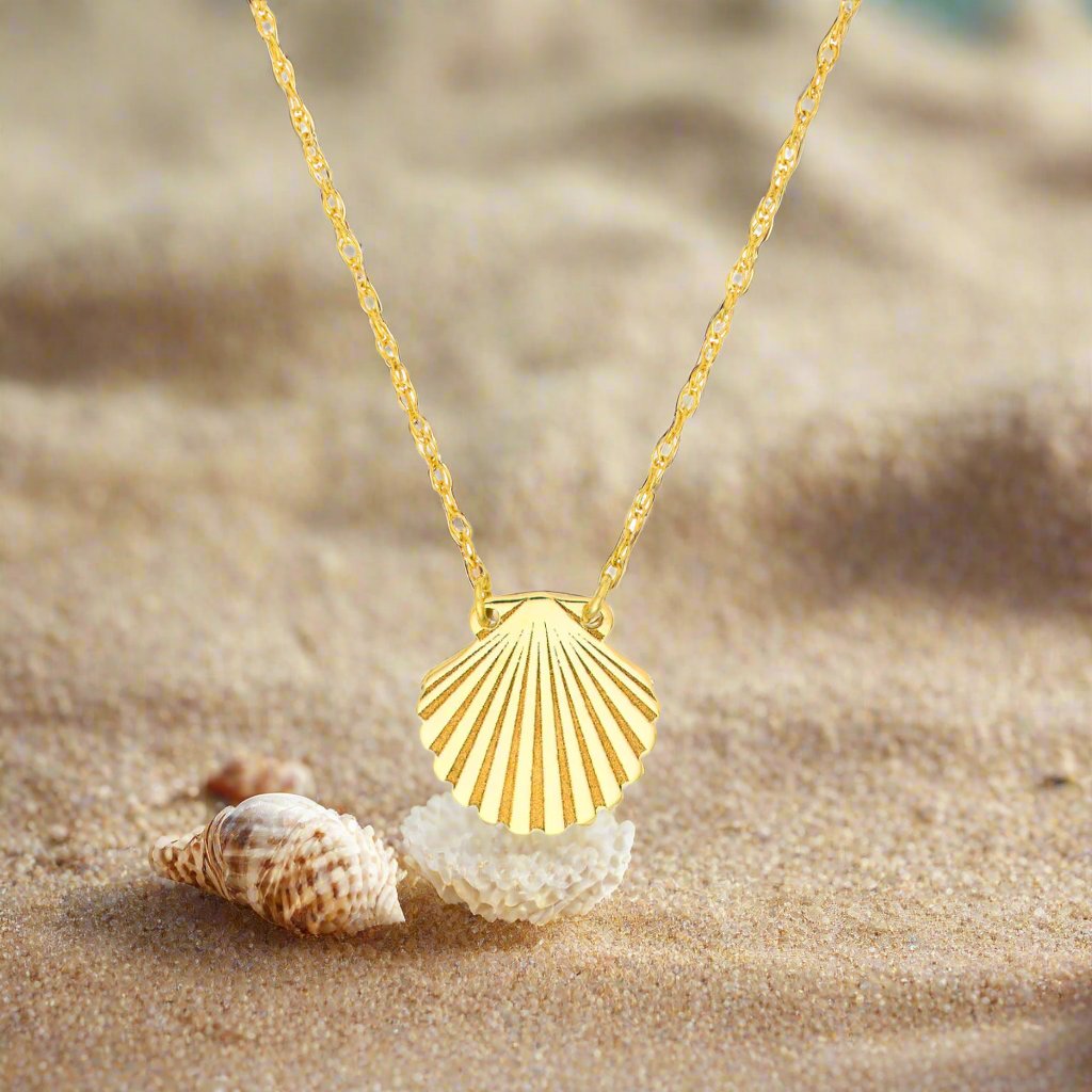 Yellow Shell Necklace SEASHELL NECKLACE Gold Soft Yellow Jingle
