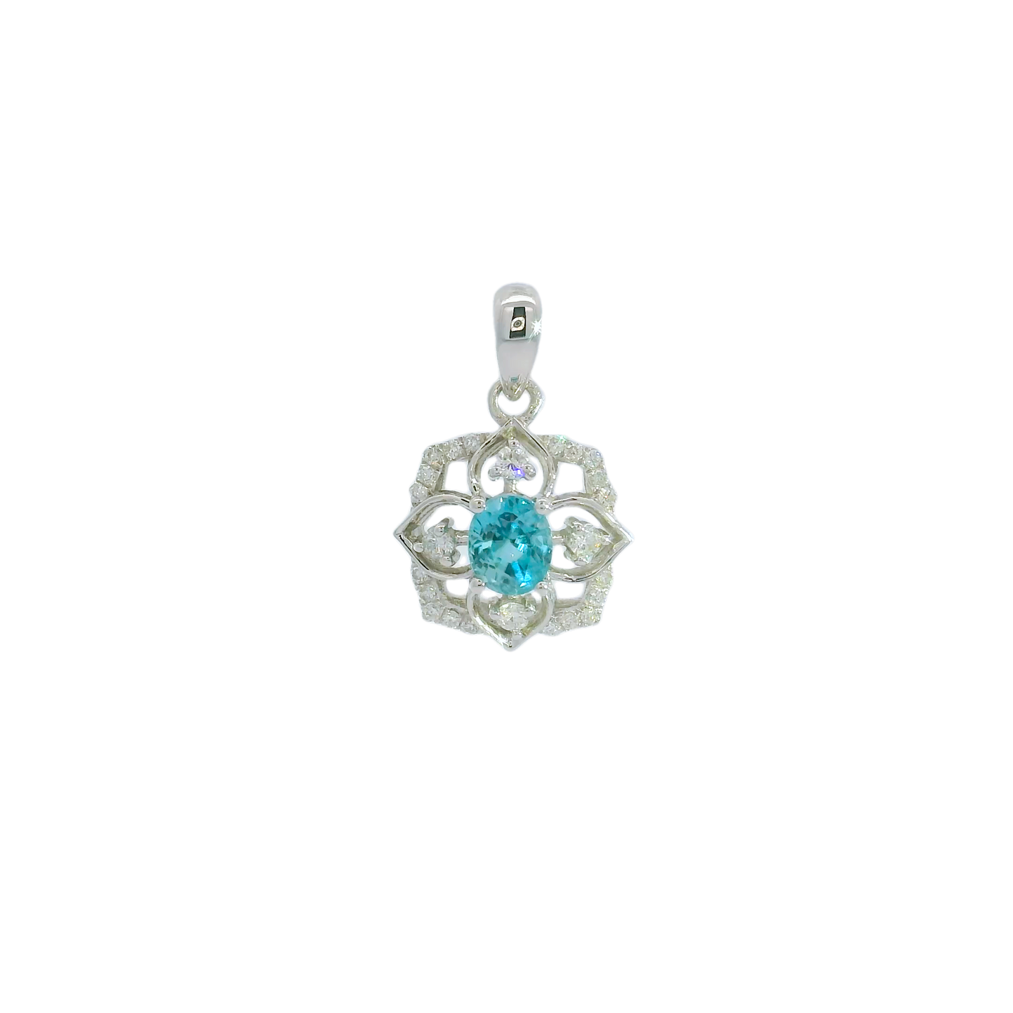 Magnolia Blue Zircon & Diamond Necklace