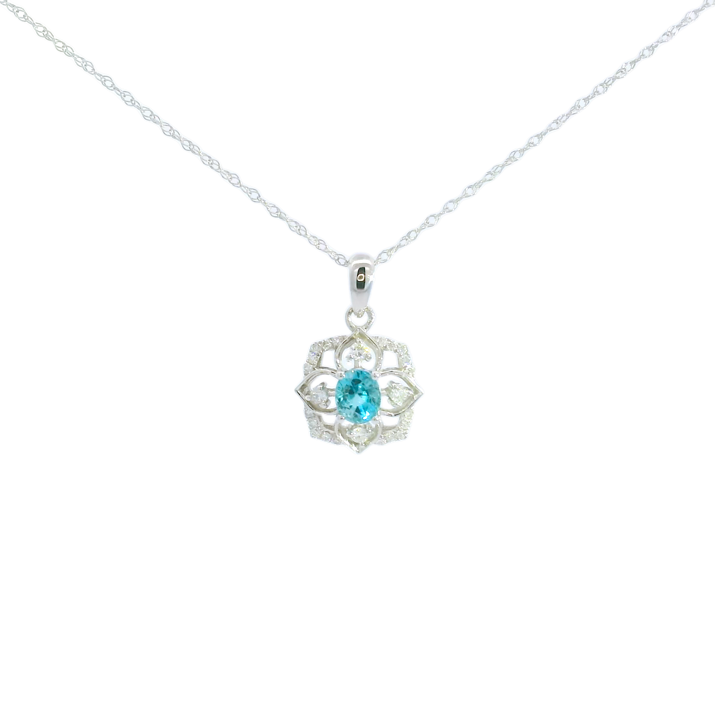 Magnolia Blue Zircon & Diamond Necklace
