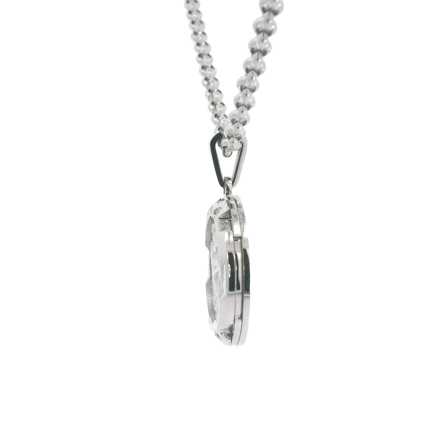 Stainless Steel & Diamond Saint Christopher Medal Necklace