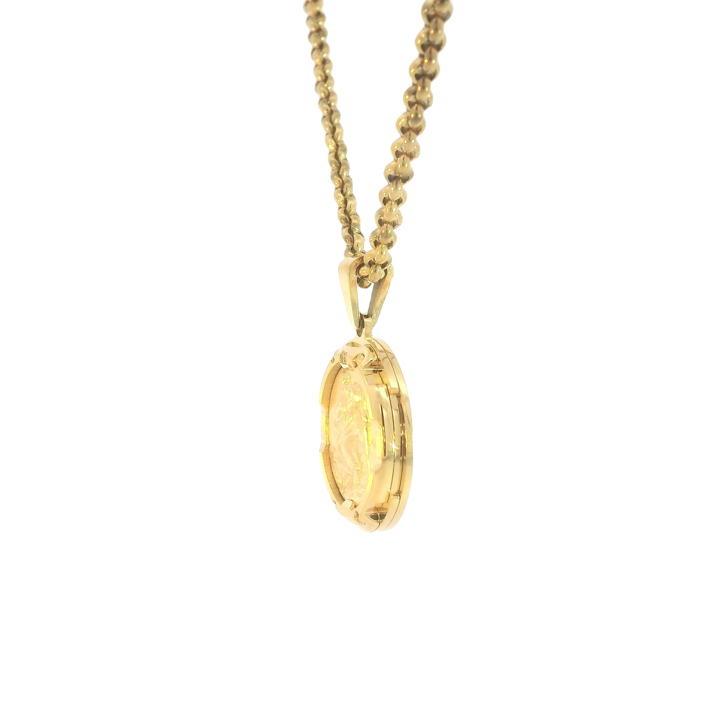Stainless Steel & Diamond Saint Christopher Medal Necklace