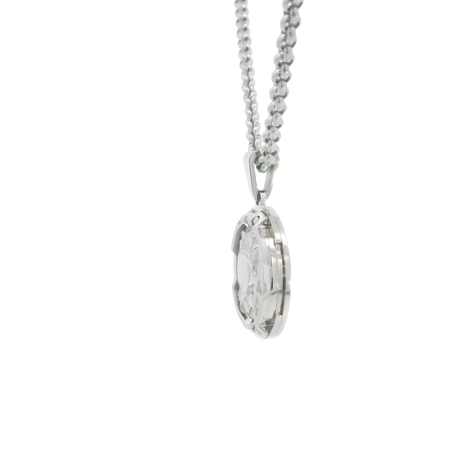 Stainless Steel & Diamond Saint Michael Medal Necklace