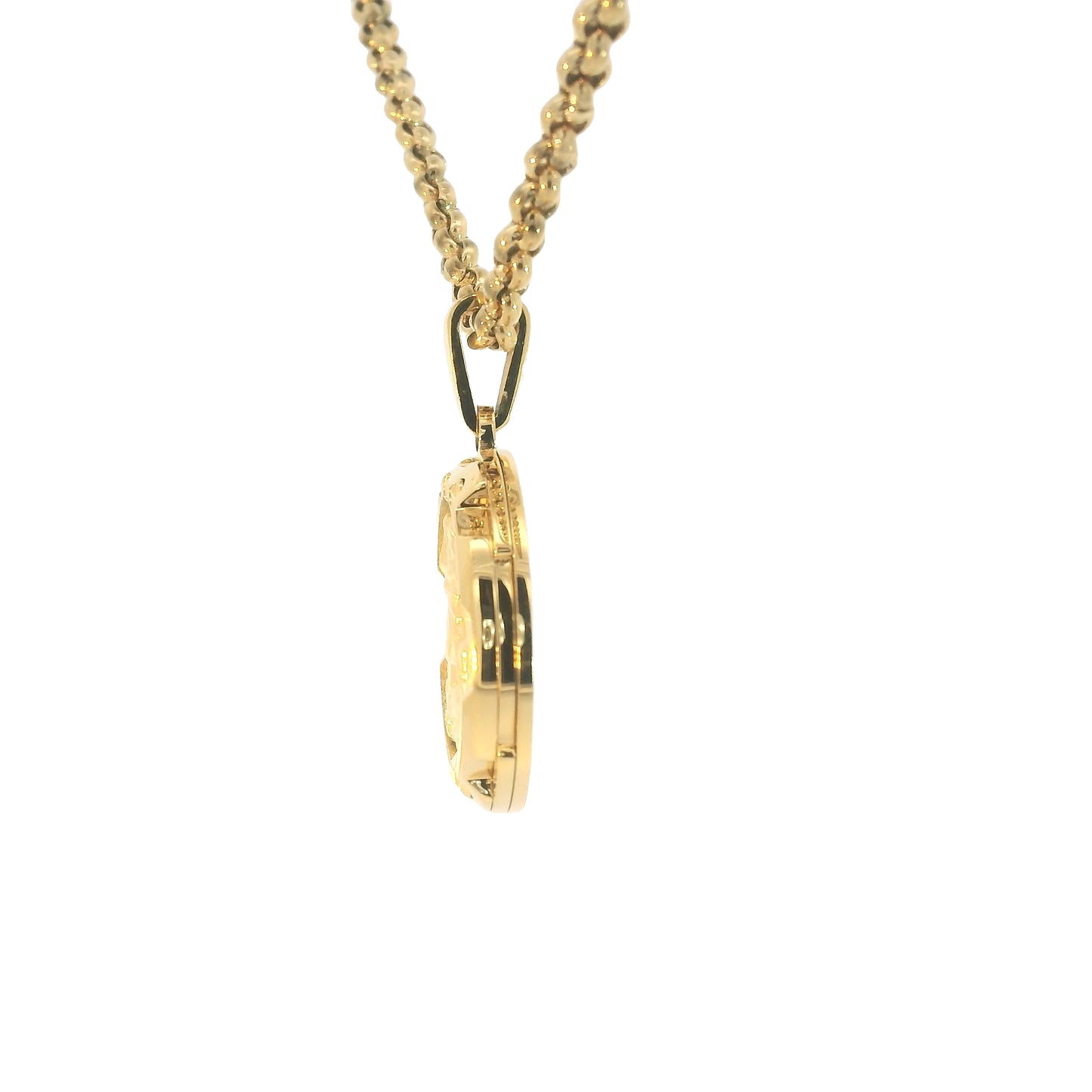 Stainless Steel & Diamond Saint Michael Medal Necklace