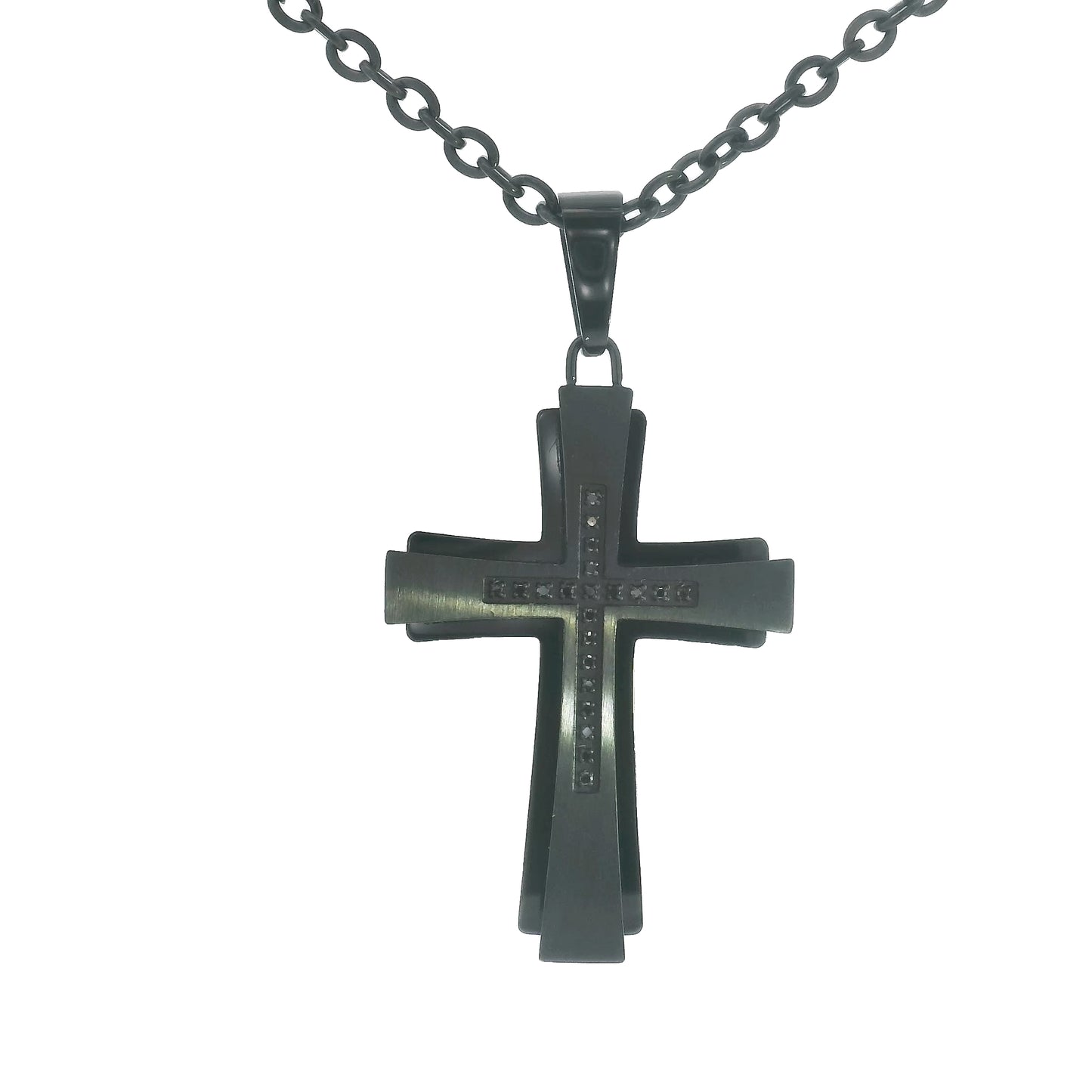 Black Diamond Cross Necklace