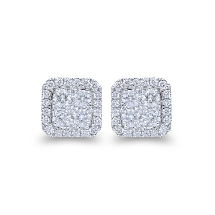 Diamond Halo Square Studs