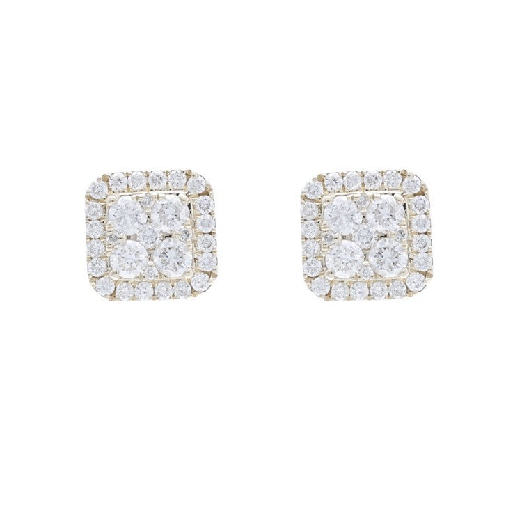 Diamond Halo Square Studs