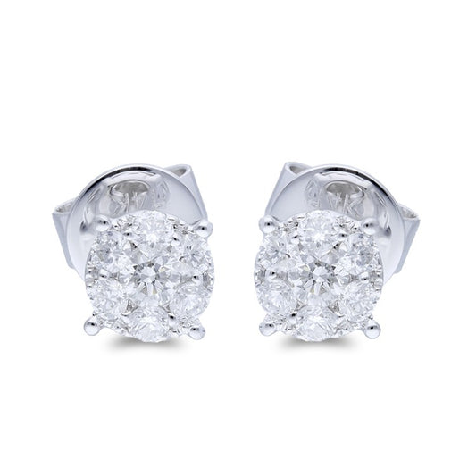 Halo Solitaire Stud Earrings