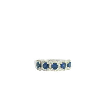Sapphire & Diamond Scallop Band