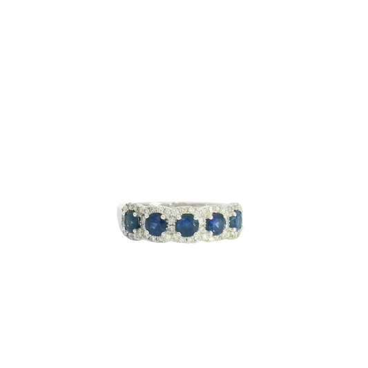 Sapphire & Diamond Scallop Band