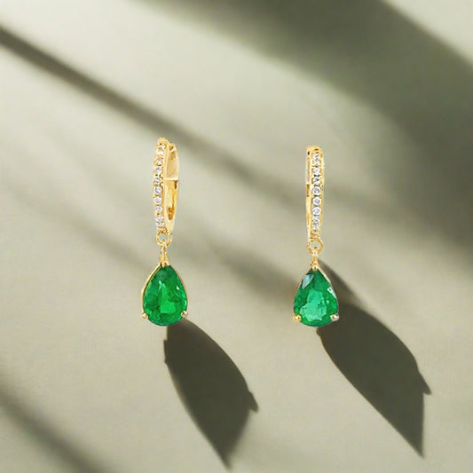 Emerald and Diamond Drop Earrings