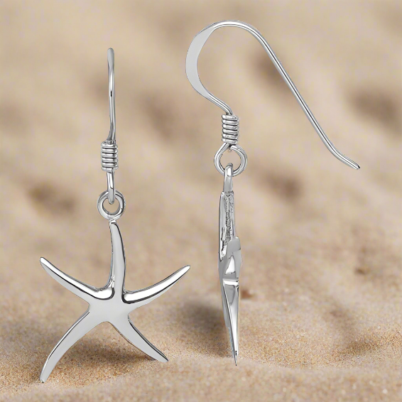 Sterling Silver Starfish Dangle Earrings