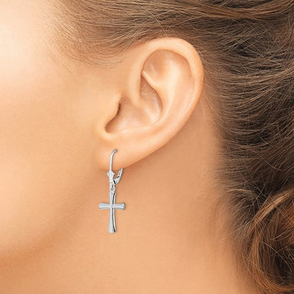 Silver Dangle Cross Earrings