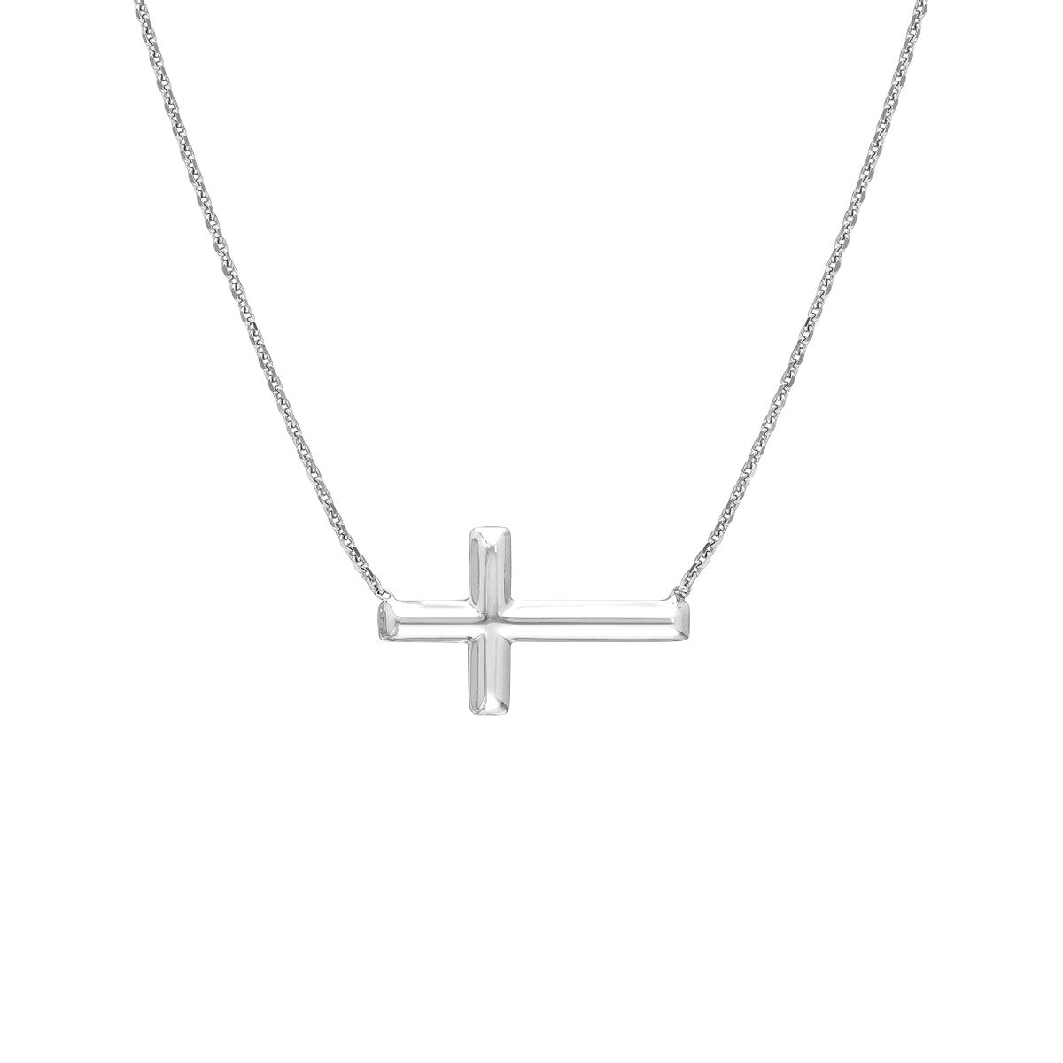 Silver Sideways Cross Necklace