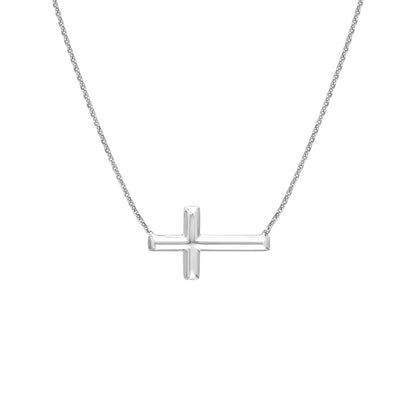 Silver Sideways Cross Necklace
