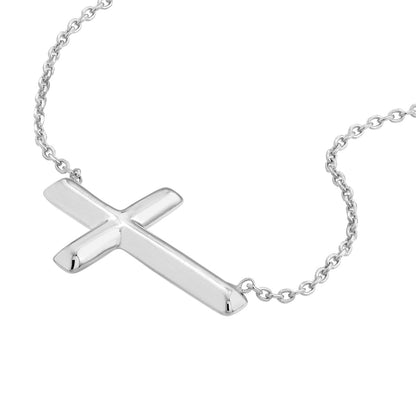 Silver Sideways Cross Necklace
