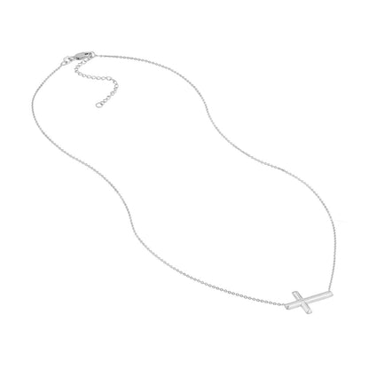 Silver Sideways Cross Necklace