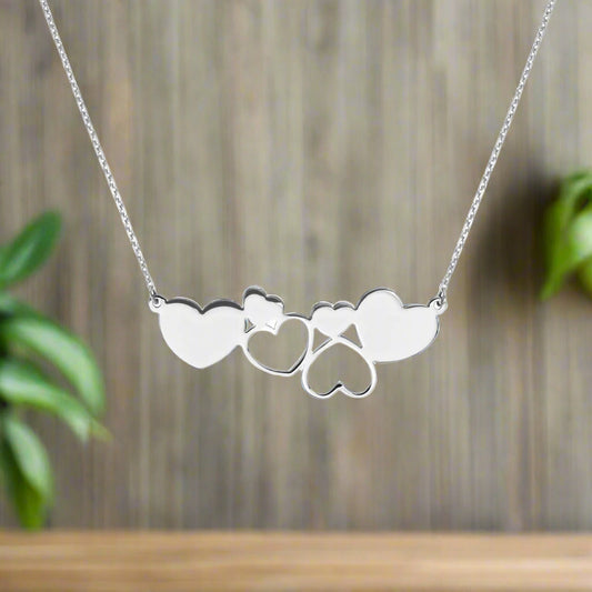 Sterling Silver Heart Cluster Necklace