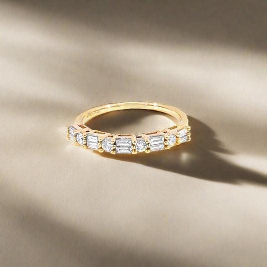 Baguette and Round Half-Eternity Band