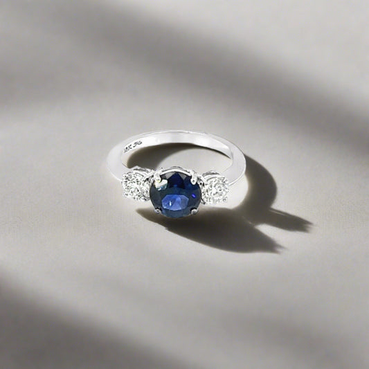 Sapphire and Diamond Three-stone Ring