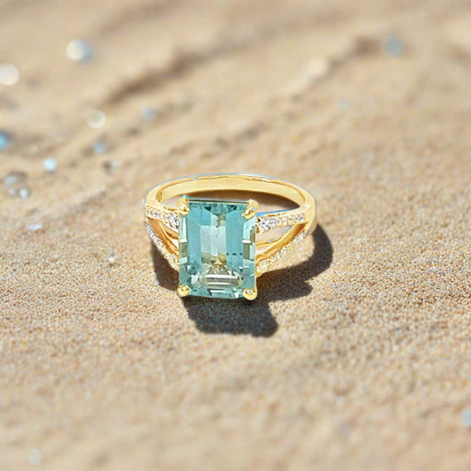 Baguette Aquamarine Ring