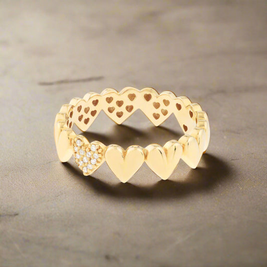 Side by Side Diamond Heart Ring