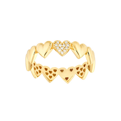 Side by Side Diamond Heart Ring