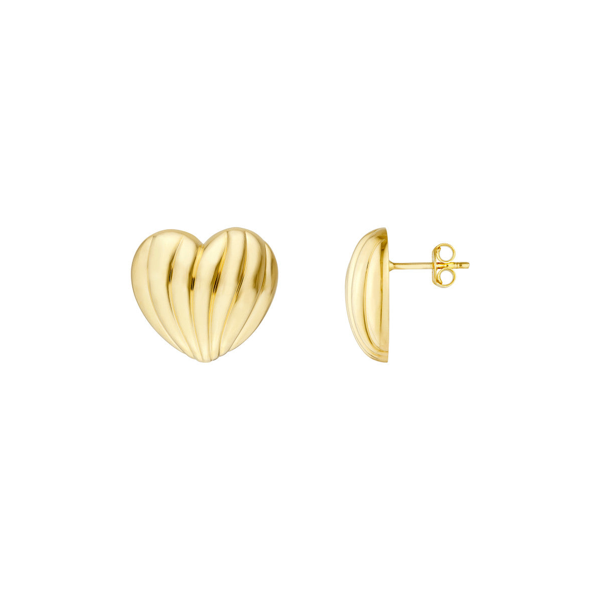 Fluted Heart Stud Earrings