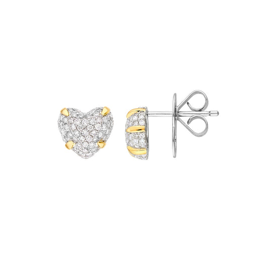 Diamond Pave Heart Stud Earrings