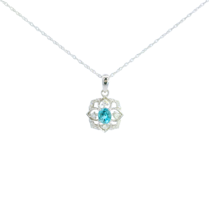 Magnolia Blue Zircon & Diamond Necklace