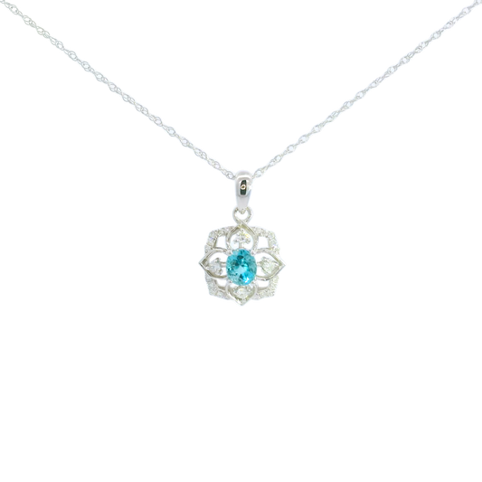 Magnolia Blue Zircon & Diamond Necklace