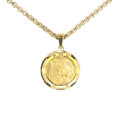 Stainless Steel & Diamond Saint Michael Medal Necklace