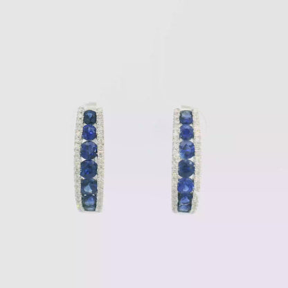Sapphire & Diamond Channel Hoops