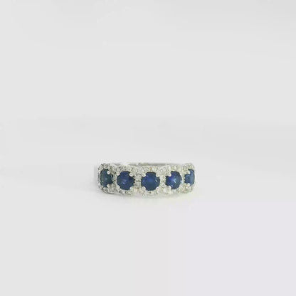 Sapphire & Diamond Scallop Band