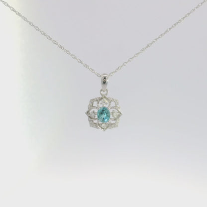 Magnolia Blue Zircon & Diamond Necklace